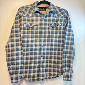 Howler Bros Heavy Flannel Shirt Plaid Stockman Metal Snaps Western Size S READ